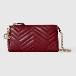 Gucci GG Marmont Small Shoulder Bag Bordeaux Matelassé Leather Gold Hardware NWT